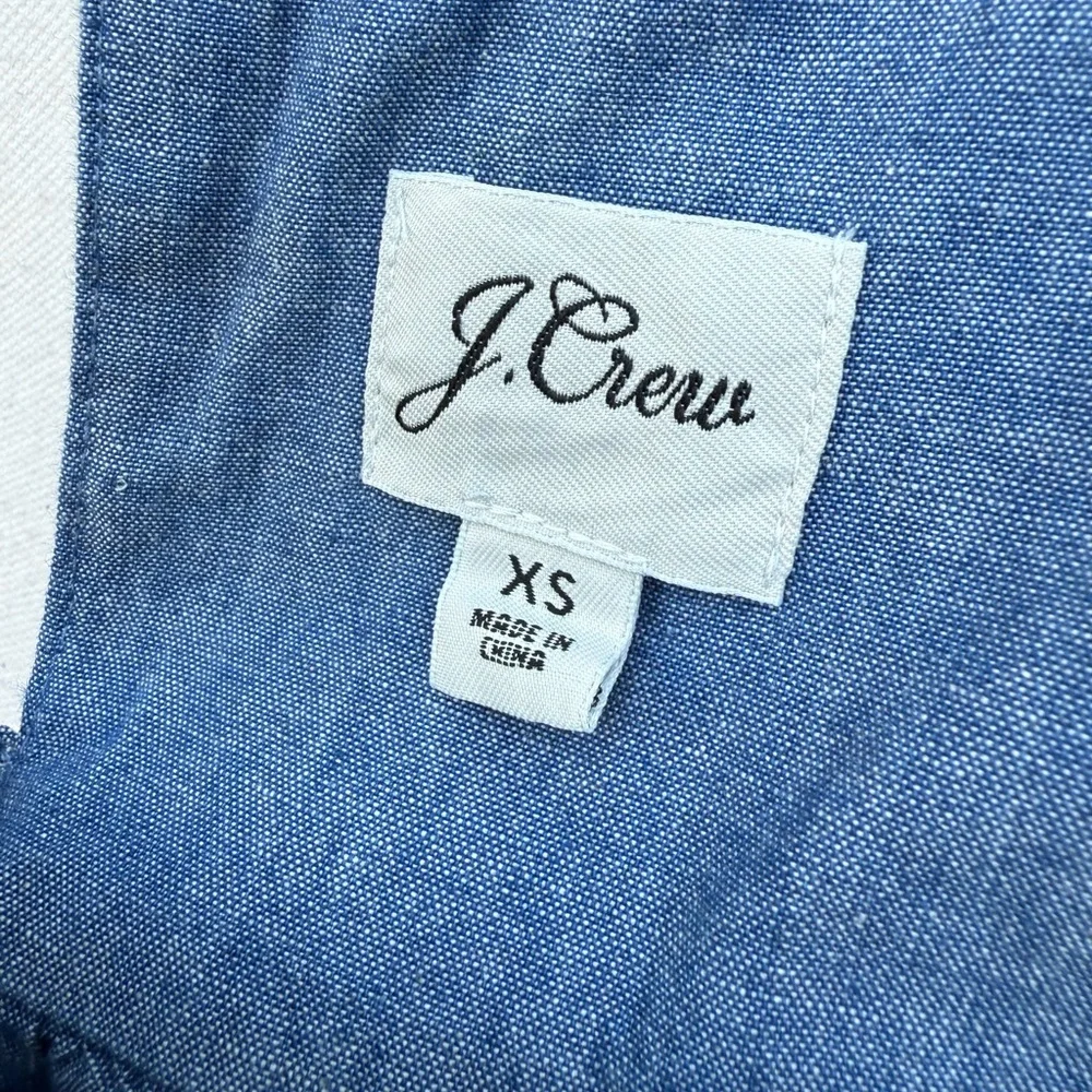 J Crew Smocked Chambray Puff Sleeve Top